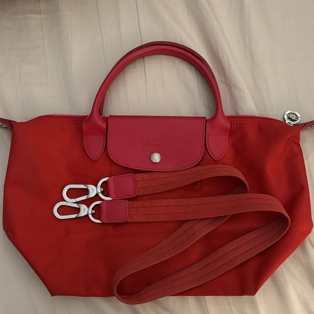Longchamp Le Pliage Red Crossbody Top Handle Bag USED CONDITION